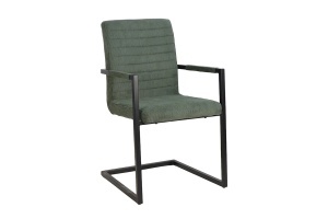 SET 2 SCAUNE LOFT, REALIZAT DIN METAL SI CATIFEA RAIAT, CULOARE CADRUL NEGRU SI TEXTIL VERDE