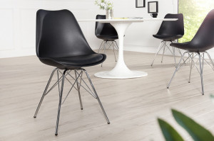 SET, 2 SCAUNE NEGRU/CROM, SCANDINAVIA RETRO, DESIGN SCANDINAV - Img 2