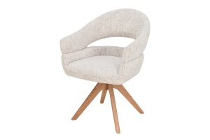 SET 2 SCAUNE ROTATIV ORGANIC, REALIZAT DIN MATERIAL TEXTIL CHENILLE SI LEMN, CULOARE BEJ/MARO, INVICTA INTERIOR