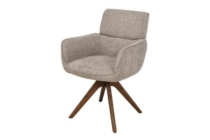 SET 2 SCAUNE ROTATIV UNIQUE, REALIZAT DIN MATERIAL TEXTIL CHENILLE SI LEMN, CULOARE TAUPE/MARO, INVICTA INTERIOR