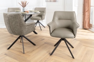 SET 2 SCAUNE ROTATIVE 180 GRADE, LE GRAND, MATERIAL CHENILLE, PIELE ECO SI PICIOARE DIN METAL, ARTIM GROUP SELECTION - Img 10