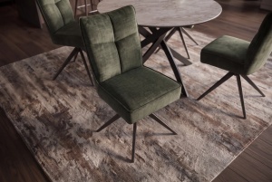 SET 2 SCAUNE ROTATIVE 360 GRADE, LUGANO, REALIZAT DIN METAL SI TEXTIL CATIFEA VELUR, CULOARE VERDE/NEGRU - Img 7
