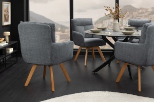 SET 2 SCAUNE ROTATIVE, BIG GEORGE, TEXTIL CHENILLE SI LEMN, CULOARE GRI, ARTIM GROUP SELECTION - Img 8