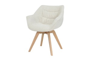 SET 2 SCAUNE ROTATIVE DUTCH, DIN LEMN SI TEXTIL BOUCLE, CULOARE BEJ, INVICTA INTERIOR - Img 2