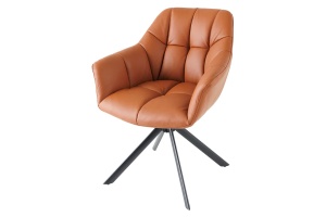 SET 2 SCAUNE ROTATIVE, PAPILLON, 180 GRADE, DIN PIELE SI SUPORT METAL, CONIAC, ARTIM GROUP SELECTION - Img 3