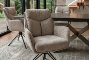 SET 2 SCAUNE ROTATIVE, PROMETHEUS, 180 grade, REALIZAT DIN METAL SI TEXTIL VELUR, CULOARE TAUPE, ARTIM GROUP - Img 3