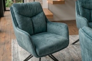 SET 2 SCAUNE ROTATIVE, PROMETHEUS, 180 grade, REALIZAT DIN METAL SI TEXTIL VELUR CATIFELAT, CULOARE ALBASTRU PETROL, ARTIM GROUP SELECTION - Img 2