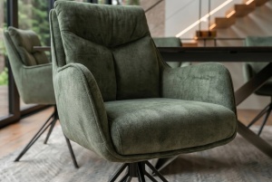 SET 2 SCAUNE ROTATIVE, PROMETHEUS, 180 grade, REALIZAT DIN METAL SI TEXTIL VELUR CATIFELAT, CULOARE VERDE, ARTIM GROUP SELECTION - Img 3