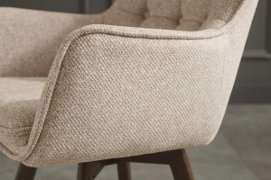 SET 2 SCAUNE ROTATIVE THOR 360GRADE, CADRUL DIN LEMN MASIV DE STEJAR SI MATERIAL TEXTIL , BEJ DESCHIS, STIL MODERN - Img 9