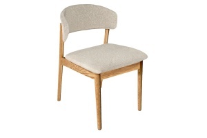 SET 2 SCAUNE VALHALLA WOOD, REALIZAT DIN LEMN DE STEJAR SI TEXTIL, CULOARE CREM/NATUR