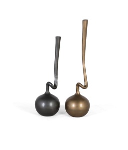 SET 2 VAZE DECORATIVE, DIN METAL, AURIU/NEGRU, DESIGN RETRO, ARTIM GROUP COLLECTION - Img 1