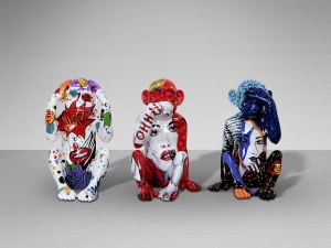 SET 3 FIGURINE DECORATIVE, POLIRASINA, MULTICOLOR, DESIGN MODERN - Img 4