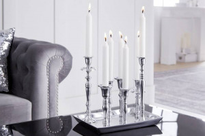 SET 4 BUC SFESNICE, 7 FLAMES, ARGINTIU, STIL CLASIC - Img 5