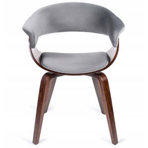 SET 4 SCAUNE, ARTIM MEBLE, REALIZAT DIN MATERIAL CATIFEA GRI SI FURNIR/METAL, STIL MODERN - Img 2