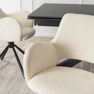 SET 4 SCAUNE, ARTIM MEBLE, REALIZAT DIN MATERIAL TEXTIL BOUCLE CREM SI METAL, STIL MODERN - Img 5