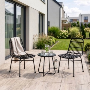 SET 4 SCAUNE DE TERASA, ARTIM MEBLE, REALIZAT DIN RATAN SINTETIC SI CADRUL DIN METAL, STIL MODERN