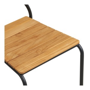 SET 4 SCAUNE DE TERASA NASVILLE, REALIZAT DIN METAL, LEMN DE TEC SI POLIRATAN, CULOARE NEGRU/NATUR, HOUSE NORDIC - Img 6