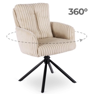 SET 4 SCAUNE ROTATIVE, ARTIM MEBLE, REALIZAT DIN CATIFEA RAIAT BEJ SI METAL, STIL MODERN - Img 9