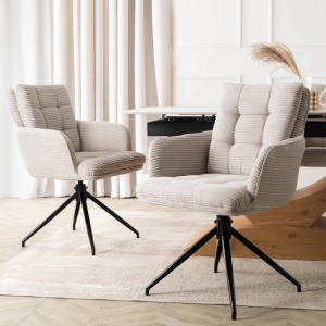 SET 4 SCAUNE ROTATIVE, ARTIM MEBLE, REALIZAT DIN MATERIAL CATIFEA RAIAT GRI SI METAL, STIL MODERN