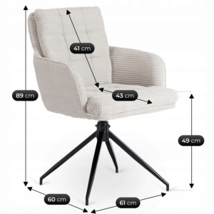 SET 4 SCAUNE ROTATIVE, ARTIM MEBLE, REALIZAT DIN MATERIAL CATIFEA RAIAT GRI SI METAL, STIL MODERN - Img 11