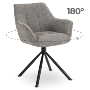 SET 4 SCAUNE ROTATIVE, ARTIM MEBLE, REALIZAT DIN MATERIAL TEXTIL BOUCLE GRI SI METAL, STIL MODERN - Img 10