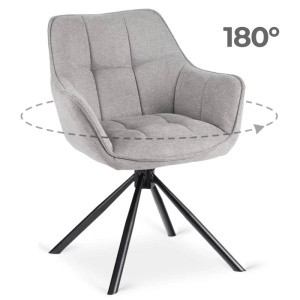SET 4 SCAUNE ROTATIVE, ARTIM MEBLE, REALIZAT DIN MATERIAL TEXTIL GRI SI CADRUL DIN METAL, STIL MODERN - Img 10