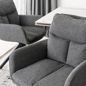SET 4 SCAUNE ROTATIVE, ARTIM MEBLE, REALIZAT DIN MATERIAL TEXTIL GRI INCHIS SI METAL, STIL MODERN - Img 2