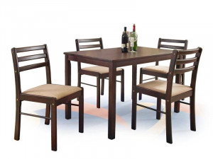 SET DINING - MASA NEW STARTER 2, 110 CM+ 4 SCAUNE, ESPRESSO, STIL CLASIC - Img 1