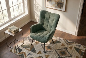 SET FOTOLIU SI TABURET SCANDINAVIA, DIN METAL SI TEXTIL CHENILLE, CULOARE VERDE, INVICTA INTERIOR - Img 6