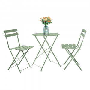 SET GRADINA/TERASA, 1 MASA SI 2 SCAUNE, VERDE, DESIGN MODERN