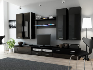 SET LIVING CU LED DREAM 3 NEGRU MAT/NEGRU LUCIOS DESIGN MODERN CM