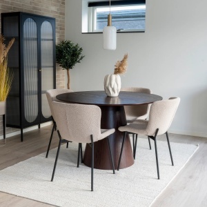 SET MASA SI 4 SCAUNE, DIN LEMN SI TEXTIL, CULOARE BEJ/MARO, HOUSE NORDIC - Img 2