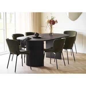 SET MASA SI 6 SCAUNE, DIN LEMN SI TEXTIL, CULOARE VERDE/MARO, HOUSE NORDIC - Img 2