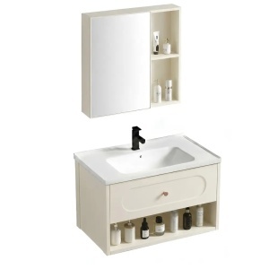 SET MOBILIER DE BAIE CU LAVOAR, OGLINDA, RIVER 60CM, CREM, JUST IN COLLECTION - Img 2