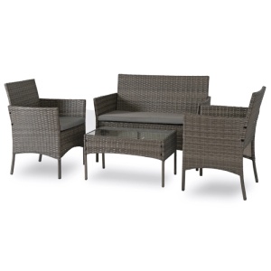 SET MOBILIER DE GRADINA/TERASA, MISSISSIPI, ARTIM MEBLE, DIN METAL, TECHNORATAN SI STICLA, CULOARE GRI - Img 2