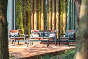 SET MOBILIER DE TERASA DIN ALUMINIU SI RATAN, CANAPEA, MASA SI 2 FOTOLII, ARTIM GROUP COLLECTION - Img 6