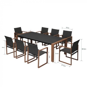 SET MOBILIER DE TERASA DIN ALUMINIU, STICLA SI RATAN, MASA SI 8 SCAUNE, ARTIM GROUP COLLECTION