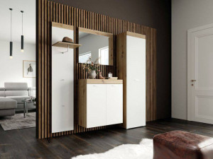SET MOBILIER HOL P-010, ALB/STEJAR ARTISAN, STIL MODERN, SIGNAL