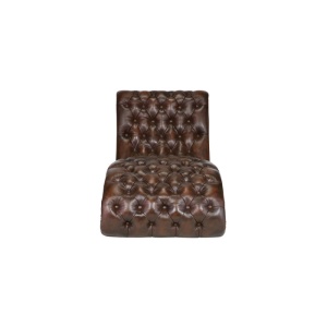 SEZLONG CHESTERFIELD 175CM, DIN LEMN SI PIELE NATURALA, CULOARE MARO, ARTIM SELECTION - Img 8
