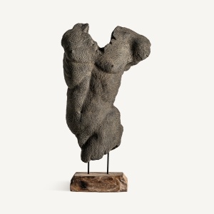 STATUETA MAN, 71CM, CULOARE GRI/NATUR, DIN TERACOTA/LEMN, STIL MODERN, ARTIM GROUP SELECTION
