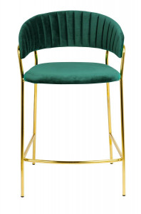 STOC 1 BUC!!! SCAUN DE BAR MARGO 65 VERDE/AURIU, CU TAPITERIE DIN CATIFEA - Img 4