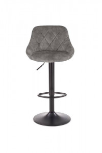 STOC 1 BUCATA - SCAUN DE BAR H101, GRI/NEGRU, TAPITERIE DIN CATIFEA SI PICIOARE DIN METAL, STIL MODERN - Img 3