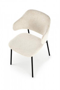 STOC 4 BUC!!! SCAUN DINING K497, CREM/NEGRU, CU TAPITERIE DIN STOFA SI PICIOARE DIN METAL, STIL MODERN - Img 3