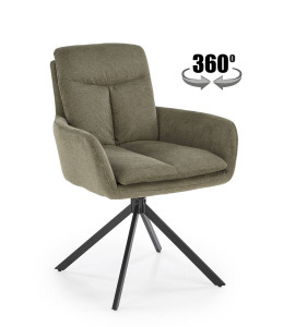 STOC 4 BUC!!! SCAUN DINING PIVOTANT K536, VERDE OLIVE/NEGRU, TAPITERIE DIN STOFA SI PICIOARE DIN METAL, STIL MODERN