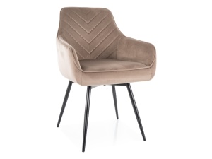 STOC 4 BUC!!!! SCAUN DINING SERVIO VELVET BEJ BLUVEL 40/NEGRU, CU TAPITERIE DIN CATIFEA SI PICIOARE DIN METAL, STIL MODERN