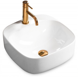 STOC!!! LAVOAR REA LUIZA, 42CM, ALB, DESIGN MODERN, MONTAJ PE BLAT, CALITATE SUPERIOARA - Img 4