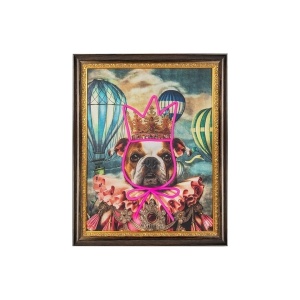 TABLOU BULDOG NEON BALOON, ILUMINAT CU LED, 80X100 cm