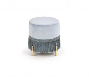 TABURET COSBY, ALBASTRU DESCHIS/AURIU, TAPITERIE DIN CATIFEA SI PICIOR DIN METAL, STIL MODERN