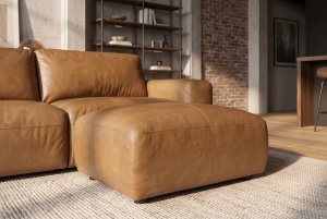 TABURET ELEGANT BIG GEORGE 95CM, REALIZAT DIN LEMN SI PIELE ECO, CULOARE MARO, INVICTA INTERIOR - Img 7