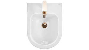 VAS BIDEU REA CARLO MINI EDGE SUSPENDAT, ALB/AURIU, DIN CERAMICA, CALITATE SUPERIOARA - Img 3